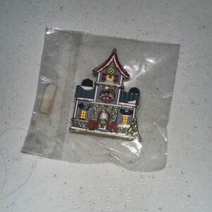 Disney Christmas House Pin - Red, Green, Silver